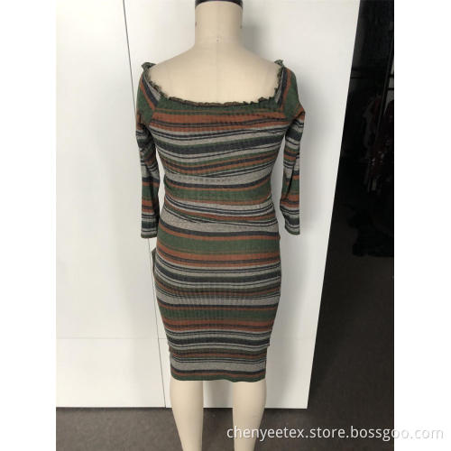 Striped knit skirt suit